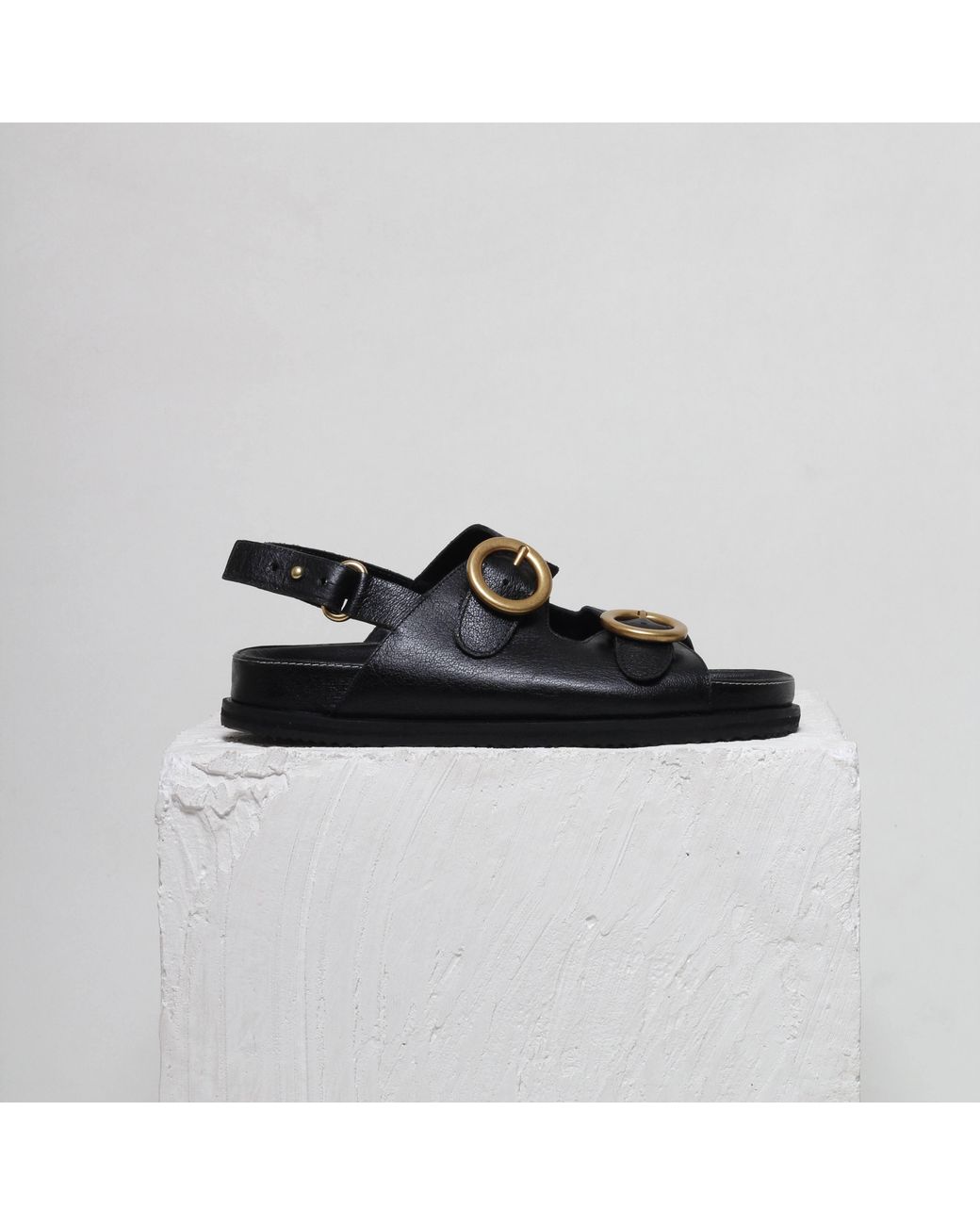 Mafalda Black Tie Buckle Chunky Sandals