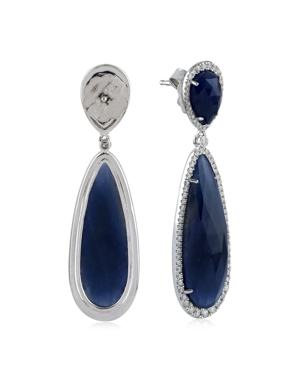 Artisan Blue Sapphire & Diamond Teardrop Earrings