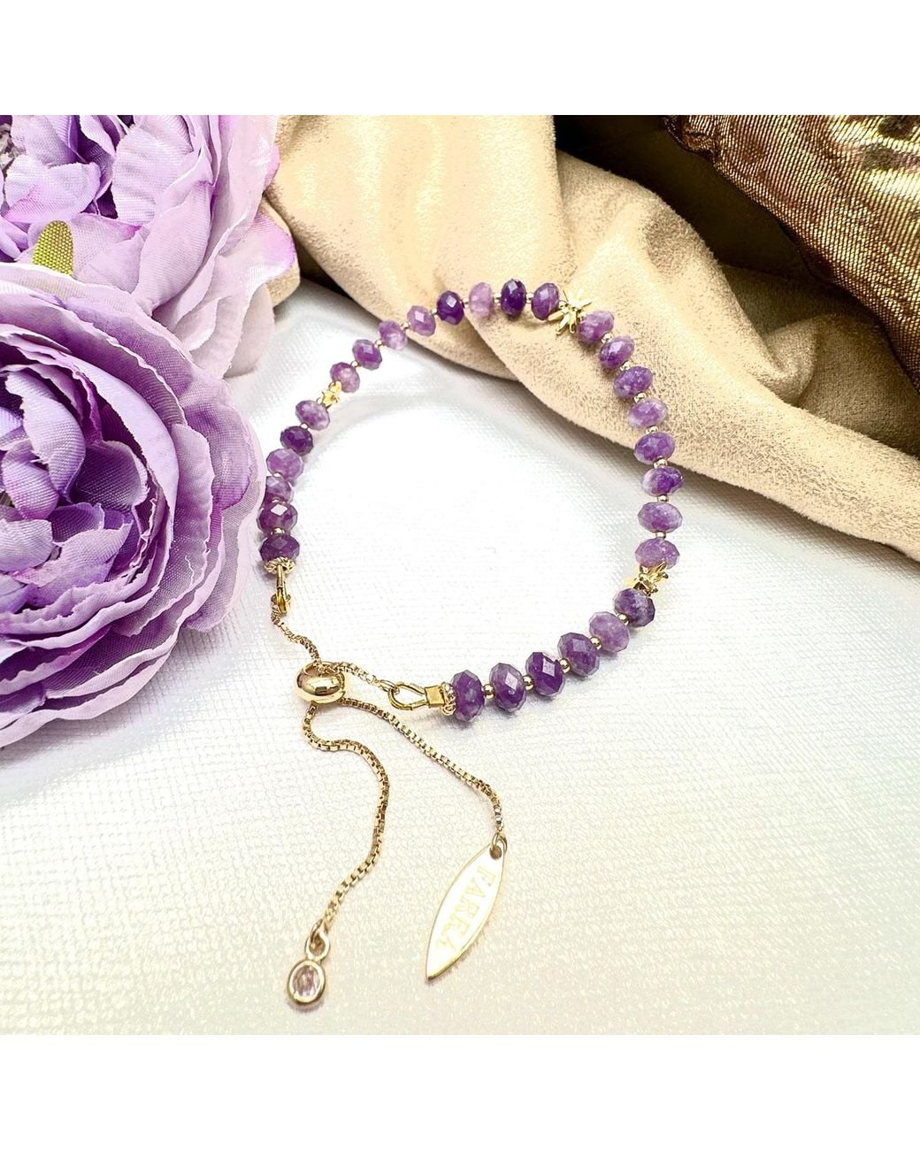 Farra Metallic Amethyst Adjustable Bracelet