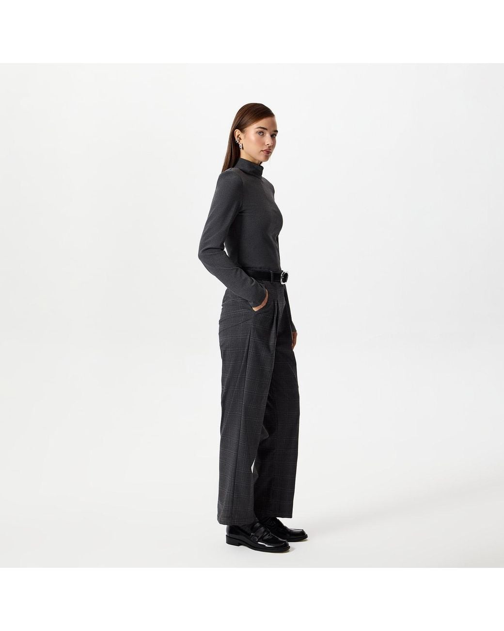 Thisisu Collection Black Romy Pleated Plaid Trousers – Dark