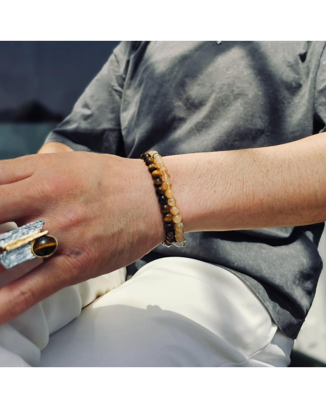 Farra Metallic Citrine Flexible Bracelet for men