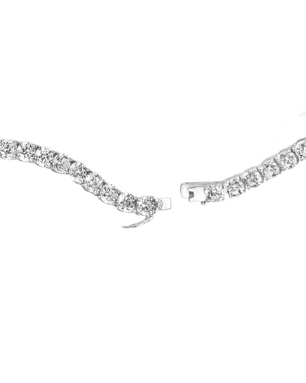 Genevive Jewelry Metallic Cubic Zirconia Sterling Plated Round Tennis Necklace