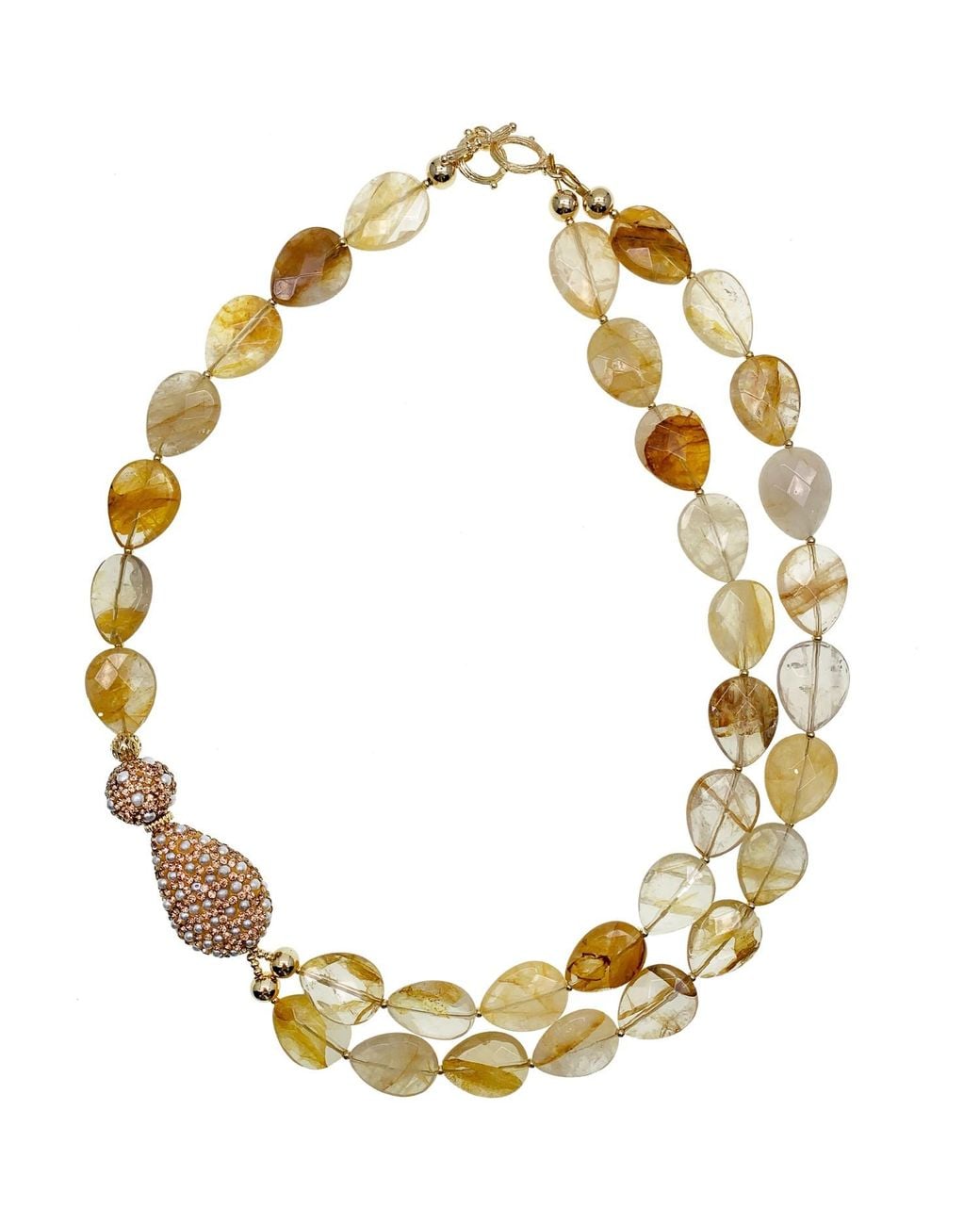 Farra Multicolor Citrine With Rhinestones Pendant Statement Necklace