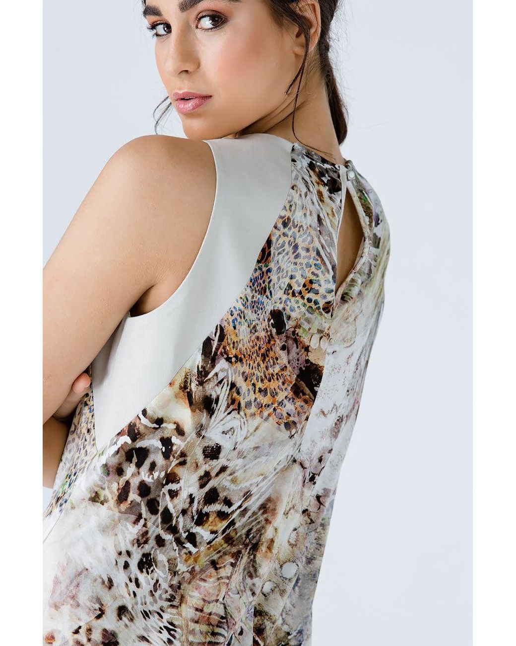 Conquista Natural Abstract Animal Print Dress