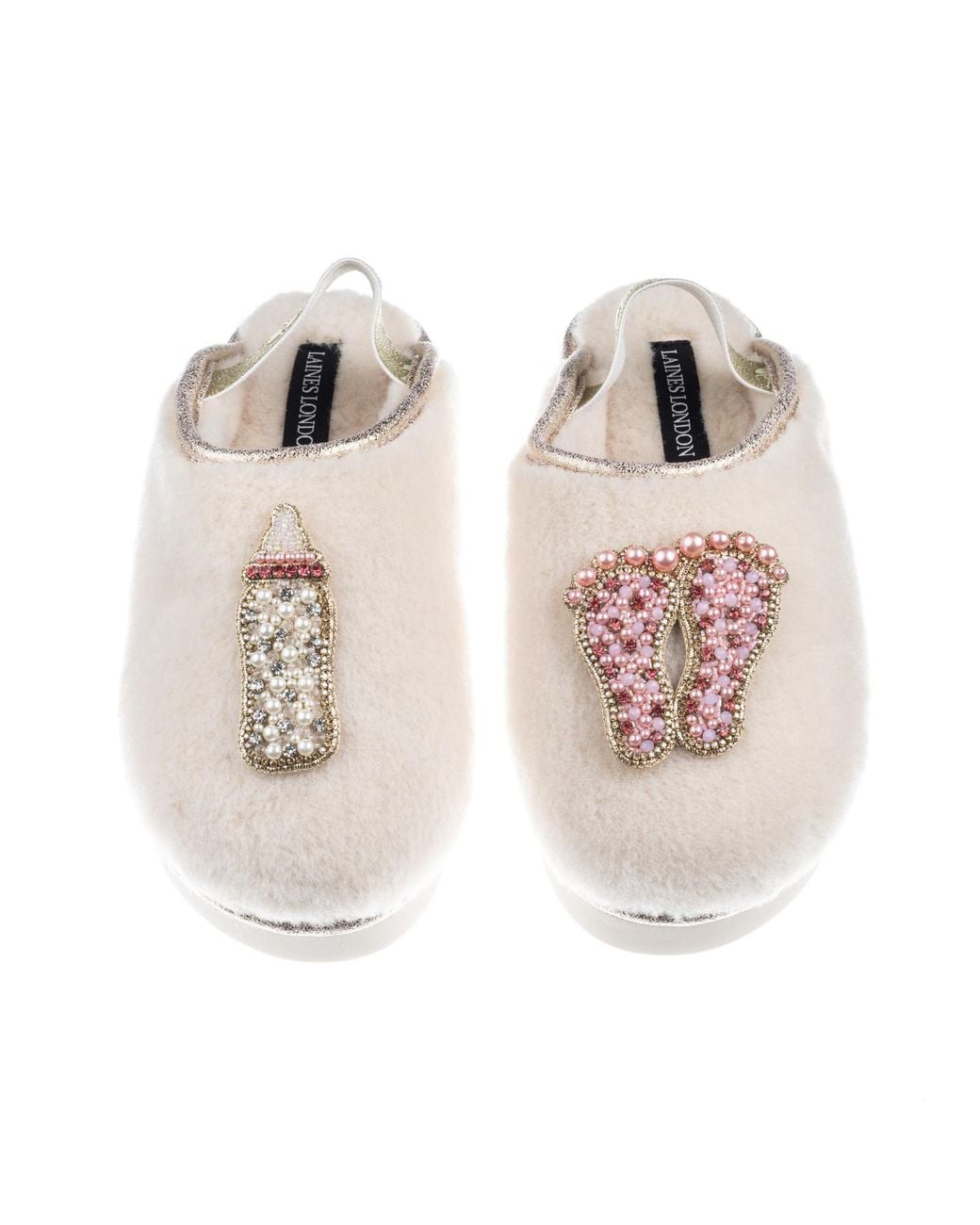 Laines London Multicolor Neutrals Flatform Cloud Closed Toe Slippers With New Baby Girl Brooches