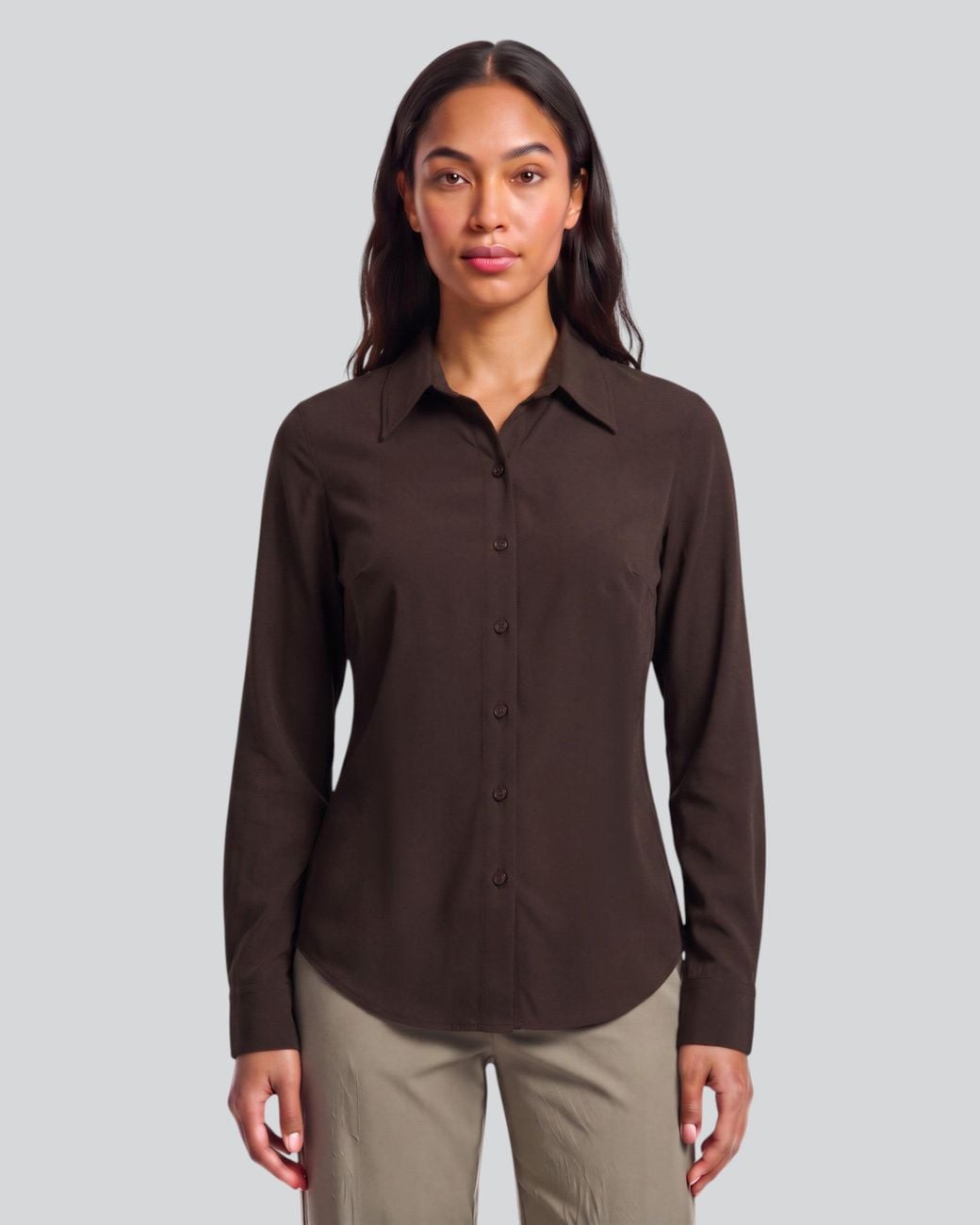 Lords of Harlech Sutton Brownie Stretch Silk Long-Sleeve Shirt