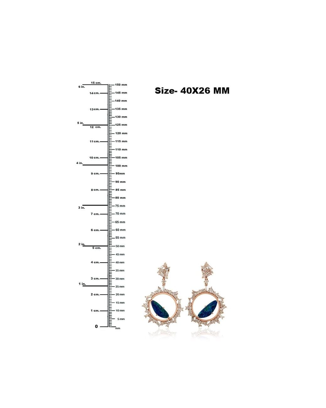 Artisan Blue 18k Rose Gold Baguette Diamond Opal Doublet Dangle Earrings Handmade
