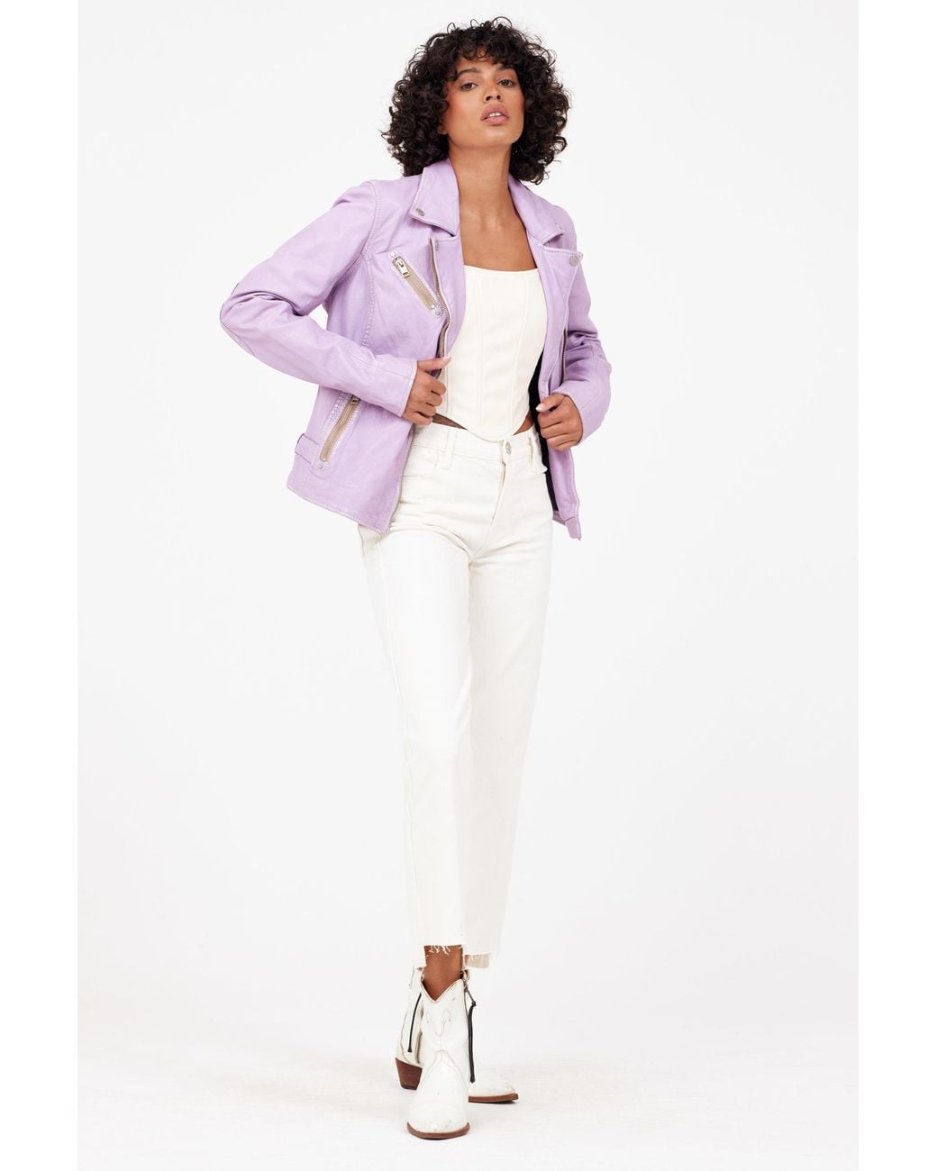 Mauritius Purple Moto Leather Jacket Sofia Digital