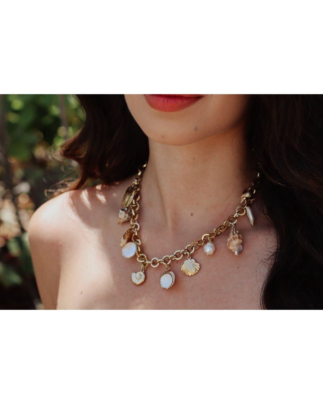 Carolina Benoit Metallic Kailua Seashells And Pearls Necklace