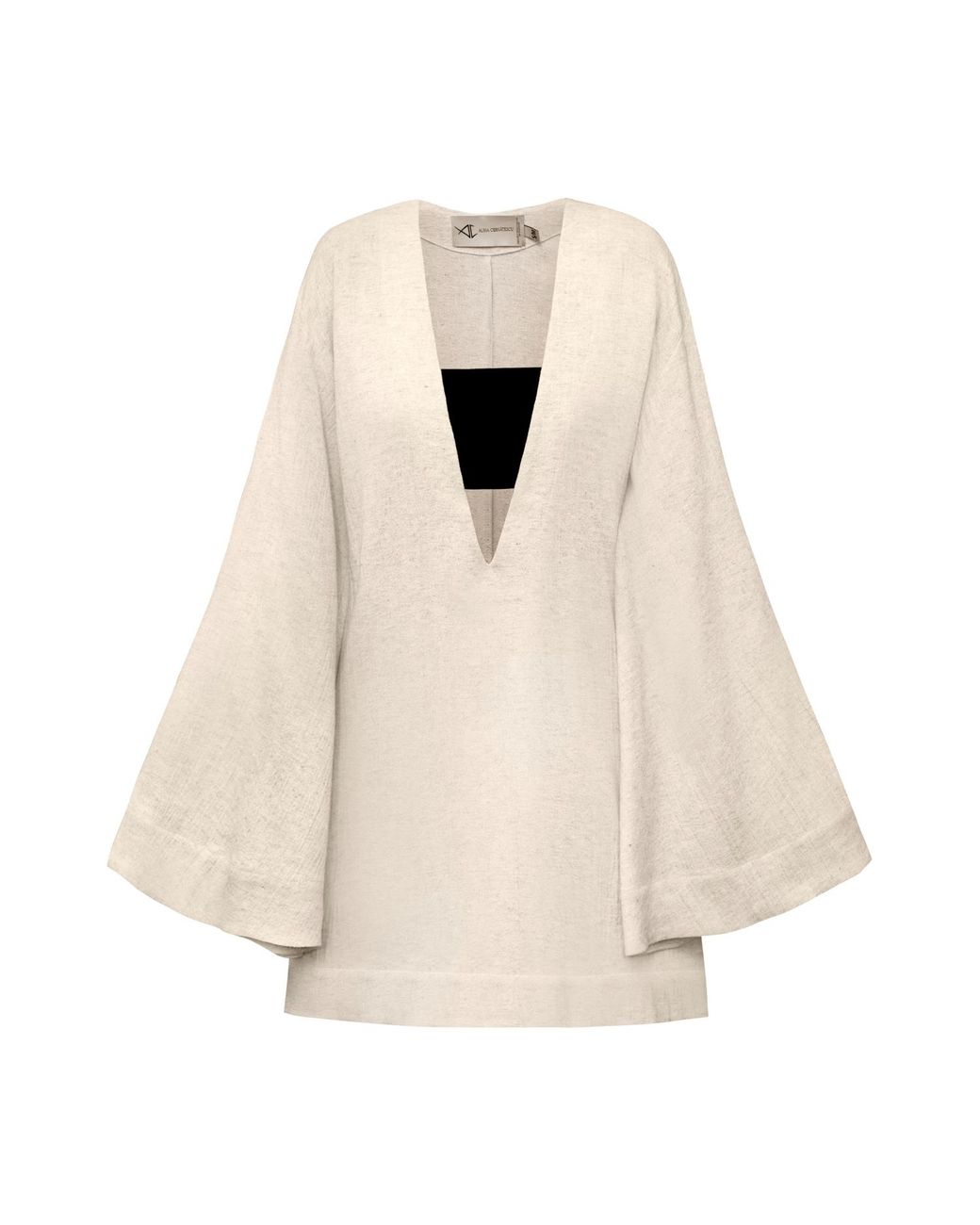 ALINA CERNĂTESCU Natural Neutrals Tunis Mini Cotton Linen Holiday Resort Dress