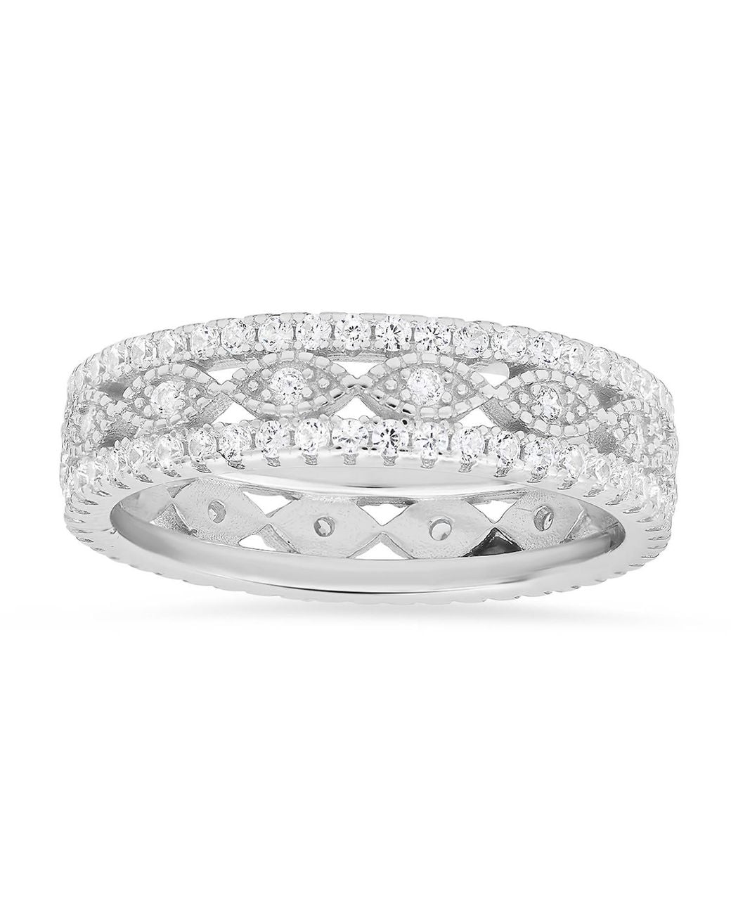 Kylie Harper Metallic Vintage Diamond Cz Eternity Band Ring