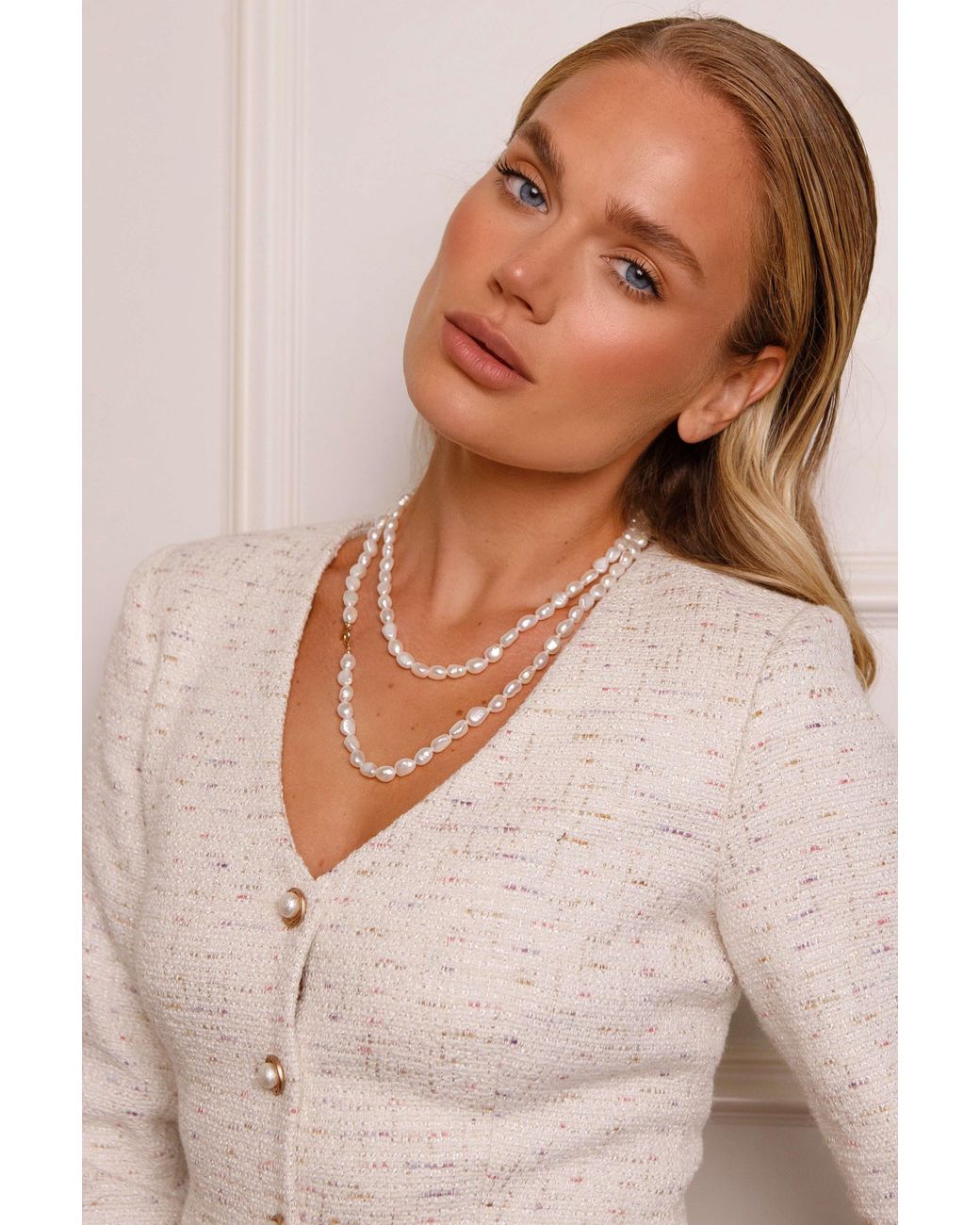 Katy Faye Metallic Chantal Pearl Necklace