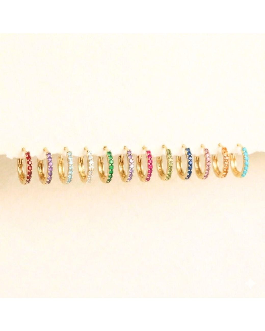 Harfi Multicolor Aquamarine March Birthstone Small Huggie Hoop Earrings