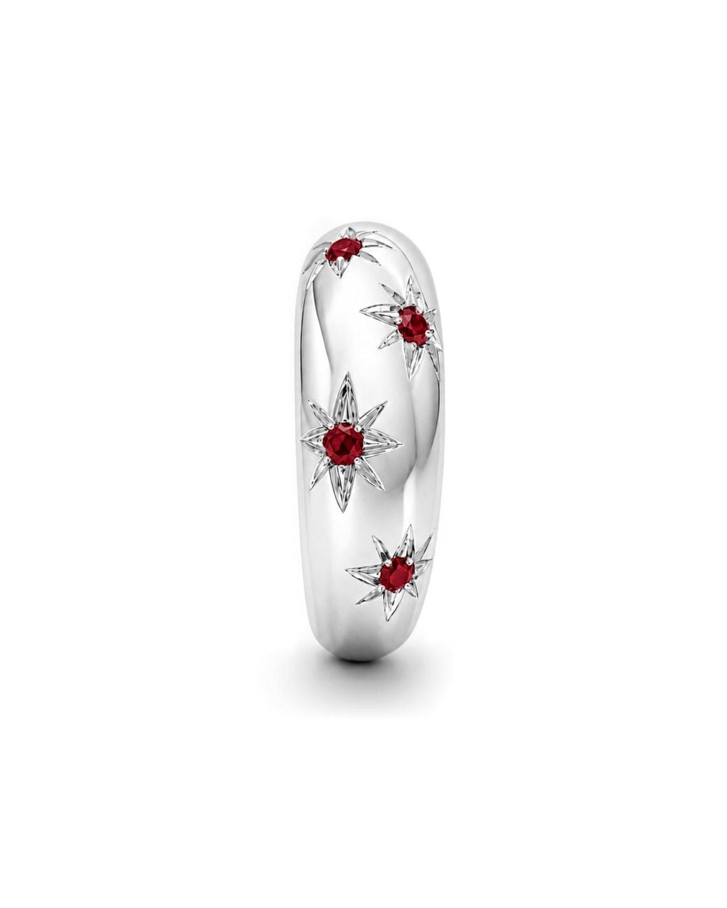 Unaloe White Quartz Starburst Wide Band Ring – Sterling