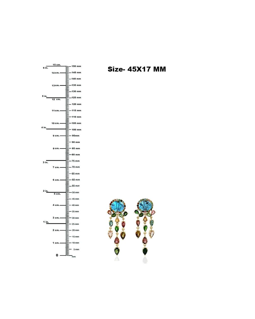 Artisan Blue Topaz & Multi Tourmaline Chandelier Earrings