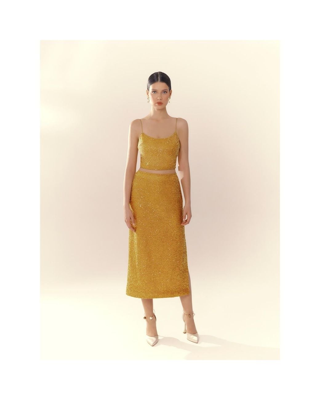 Elsava Yellow Lina Sequin Skirt