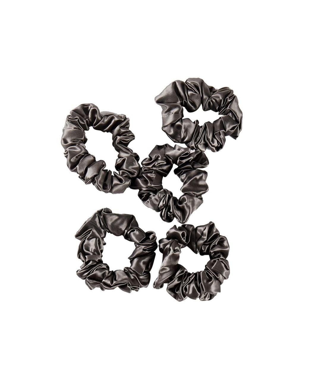 Soft Strokes Silk Black Pure Mulberry Silk Regular Scrunchie Set Of Five