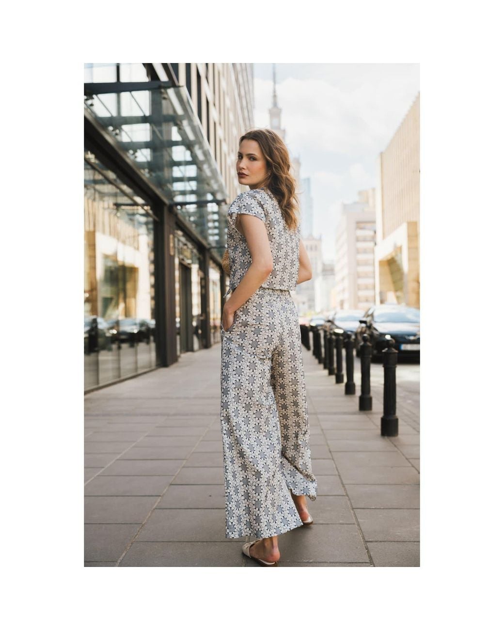 Traffic People Gray Miss Daisy And Floral Rene Wide Leg Trousers