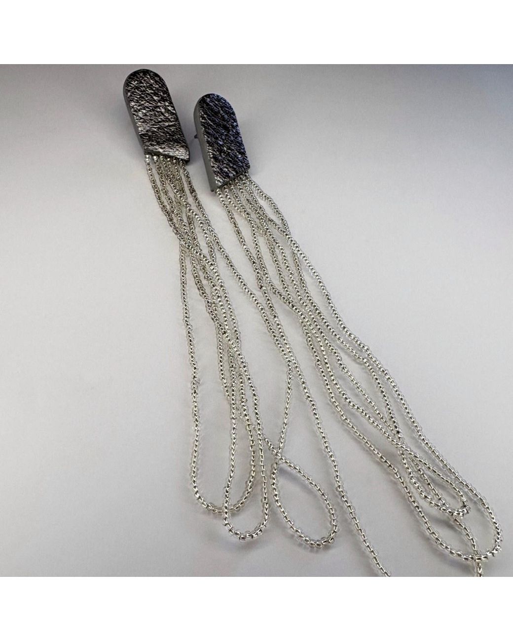 WAIWAI Metallic Lyra Beaded Leather Earrings