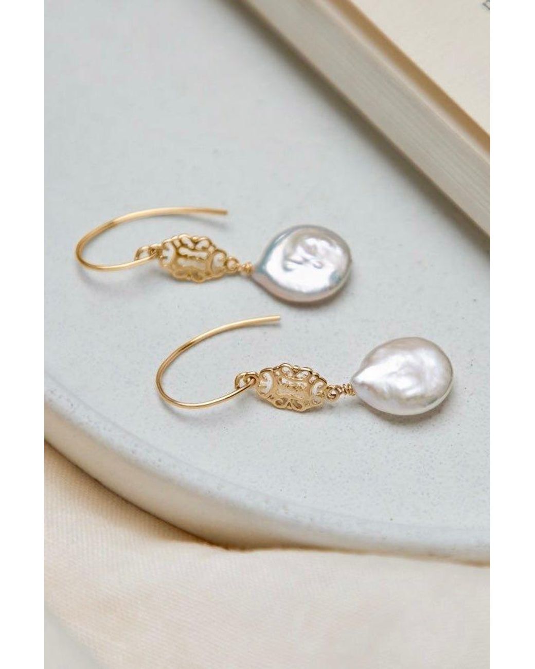 Katy Faye White Juniper Pearl Earrings