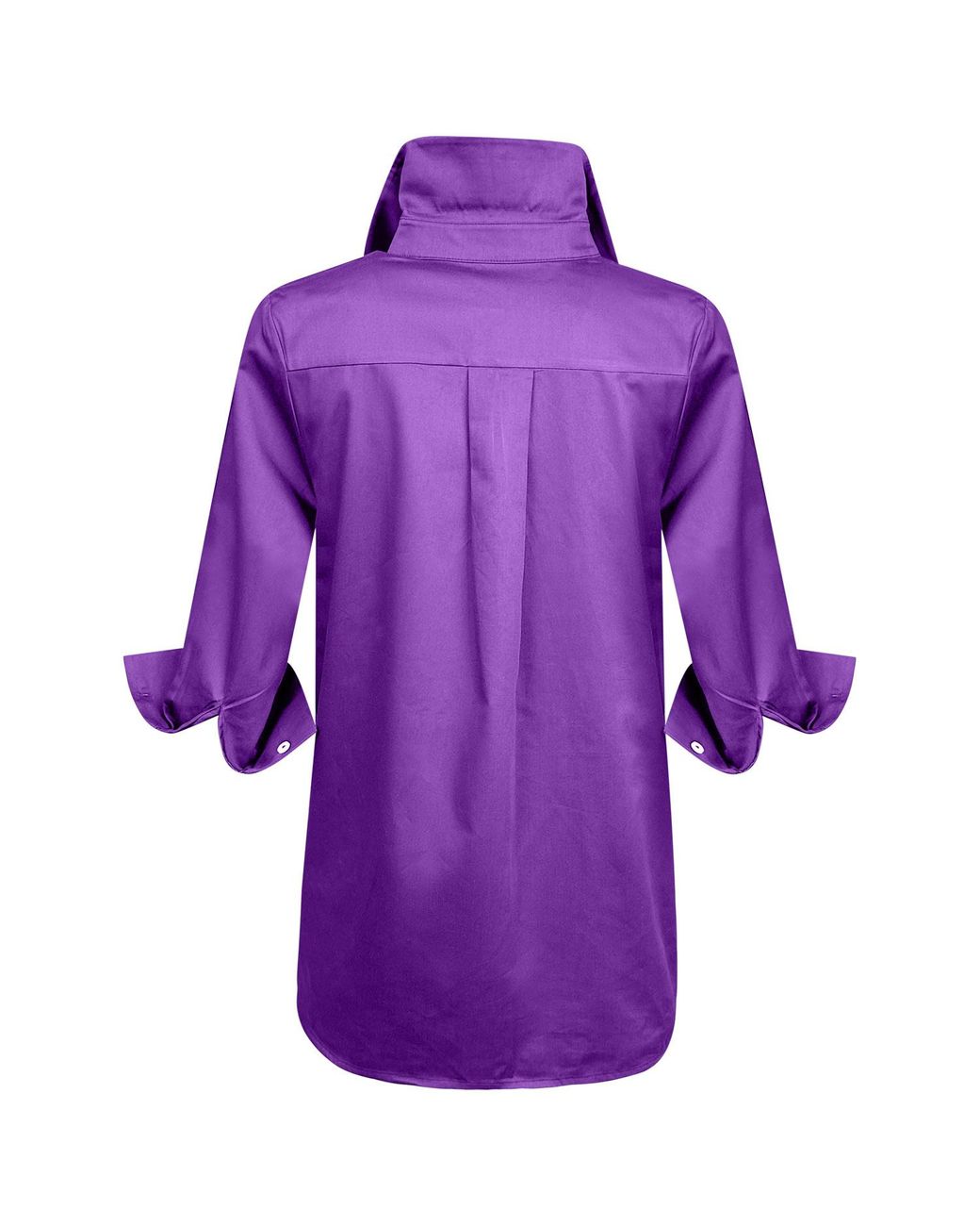 Perlavera Purple Cely Solid Cotton Satin Three Quarter Sleeve Length Missy Fit Shirt