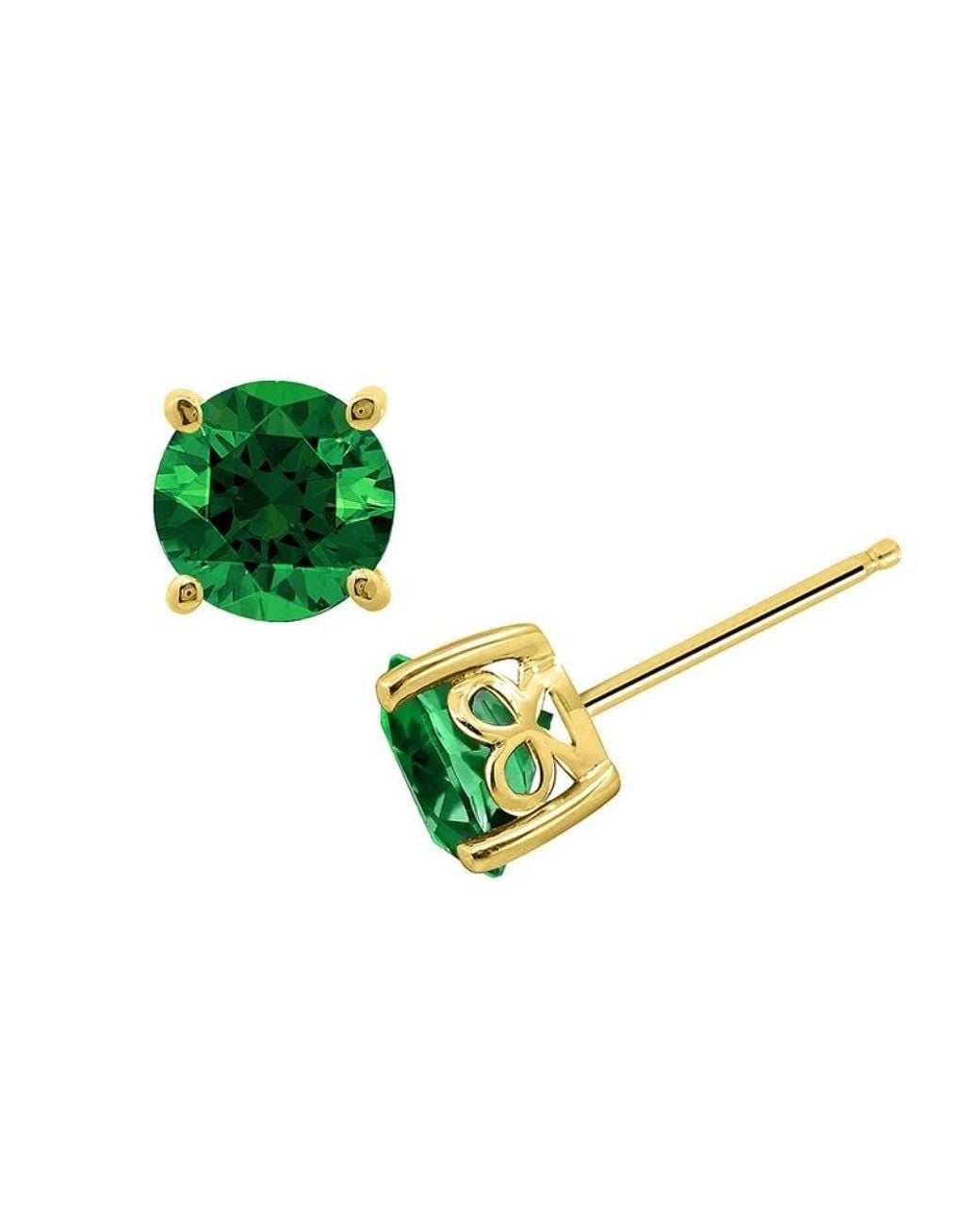 Diamonbliss Green 7Mm Round Cut Solitaire Stud Earrings