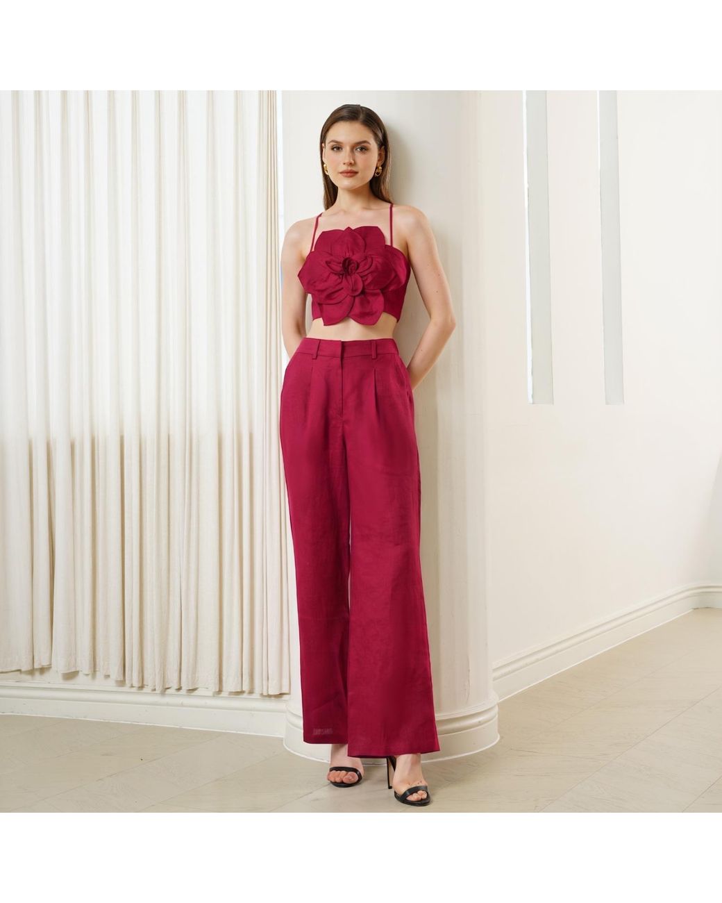 Yumi Kim Purple Sahara Burgundy Linen Top