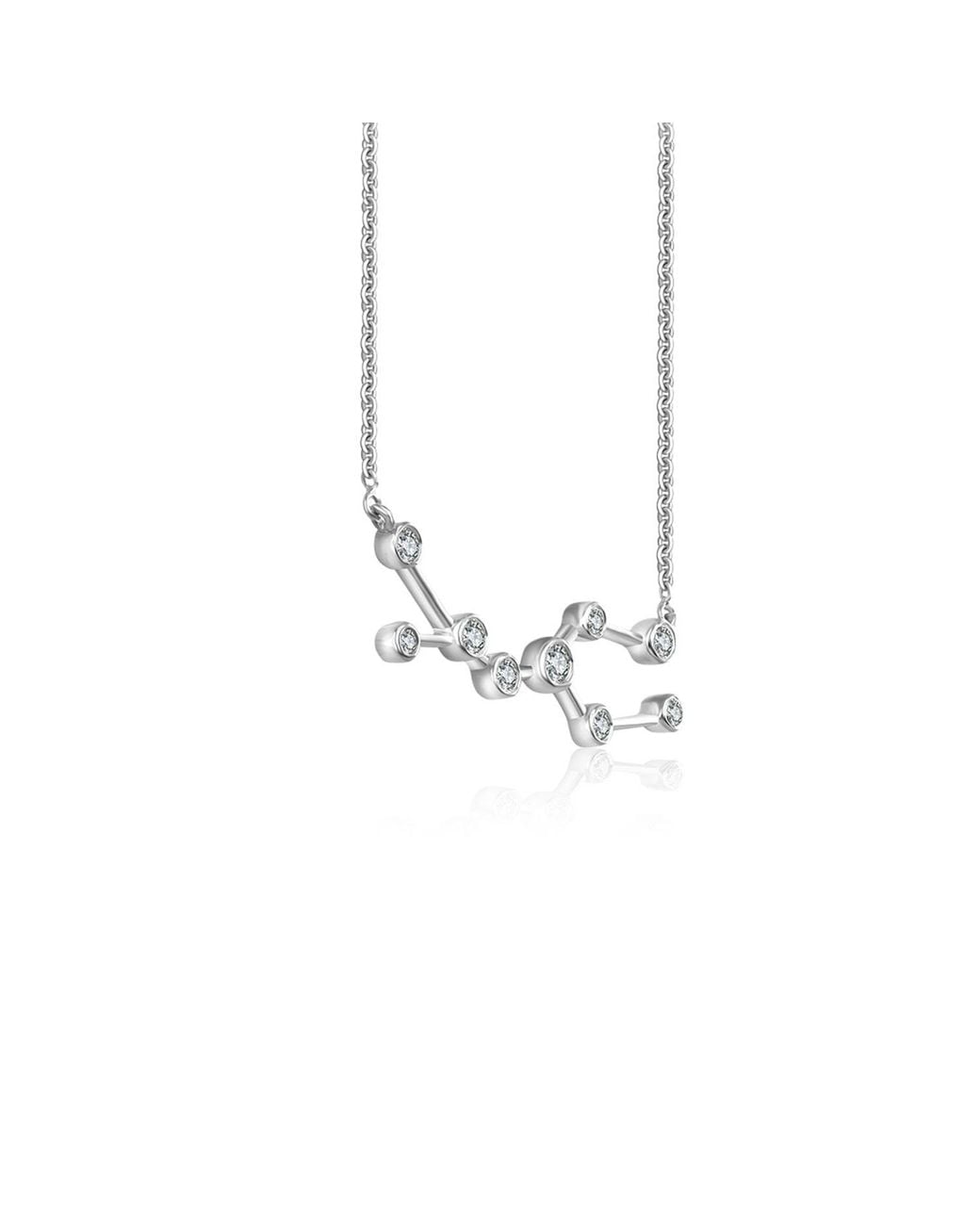 Genevieve Collection Metallic Gemini Zodiac Constellation Necklace 18K & Diamond