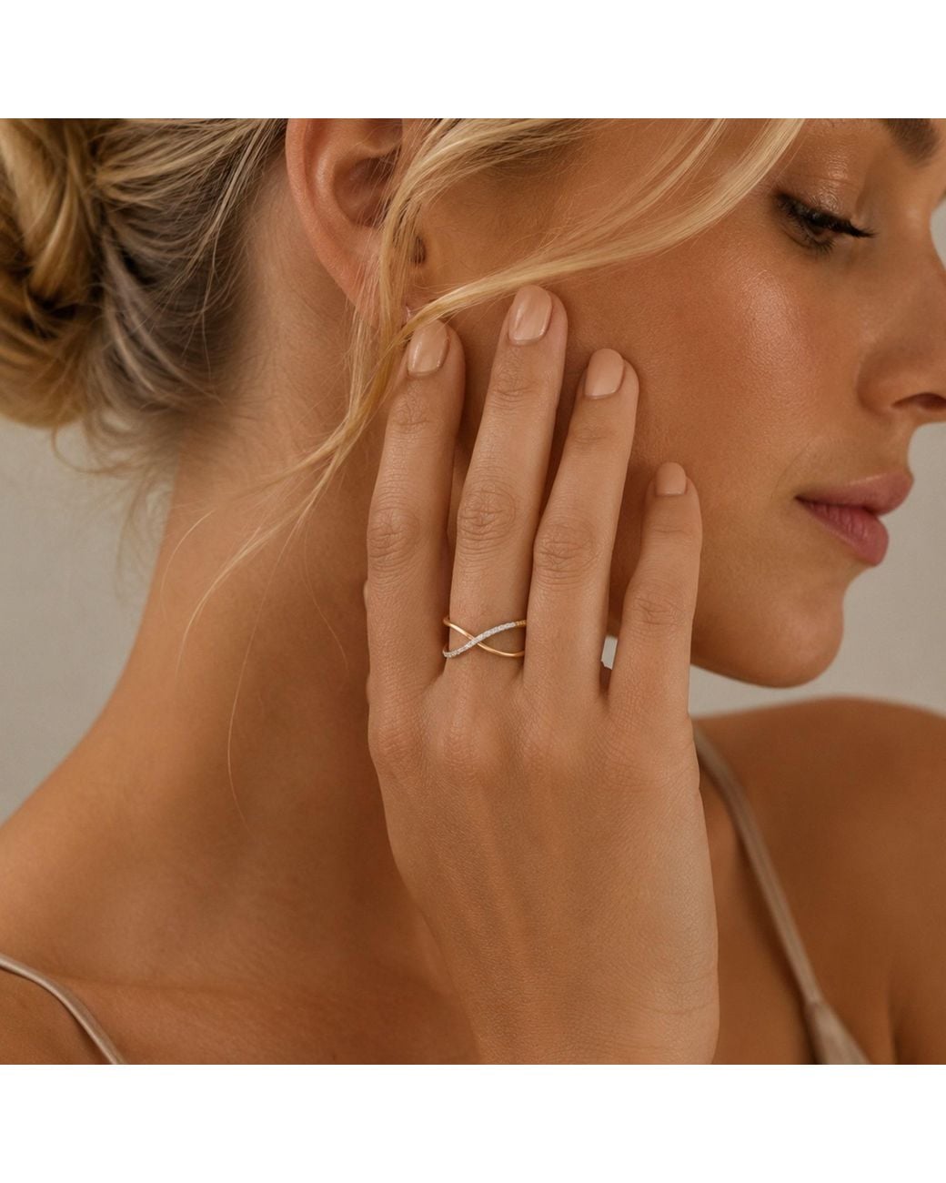 Spero London Metallic Sterling Pave X Ring