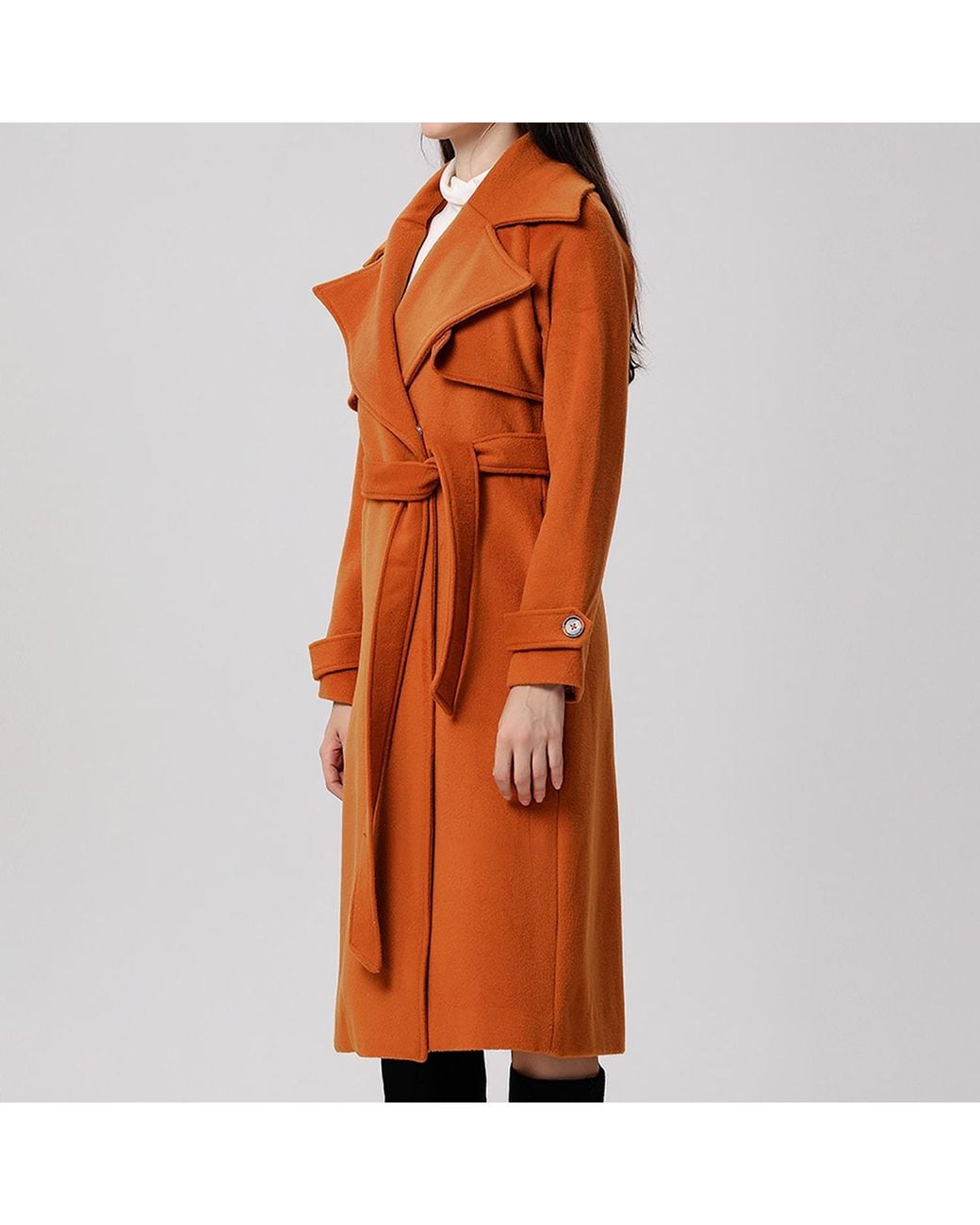 Smart and Joy Orange Shoulder Flaps Woolen Coat
