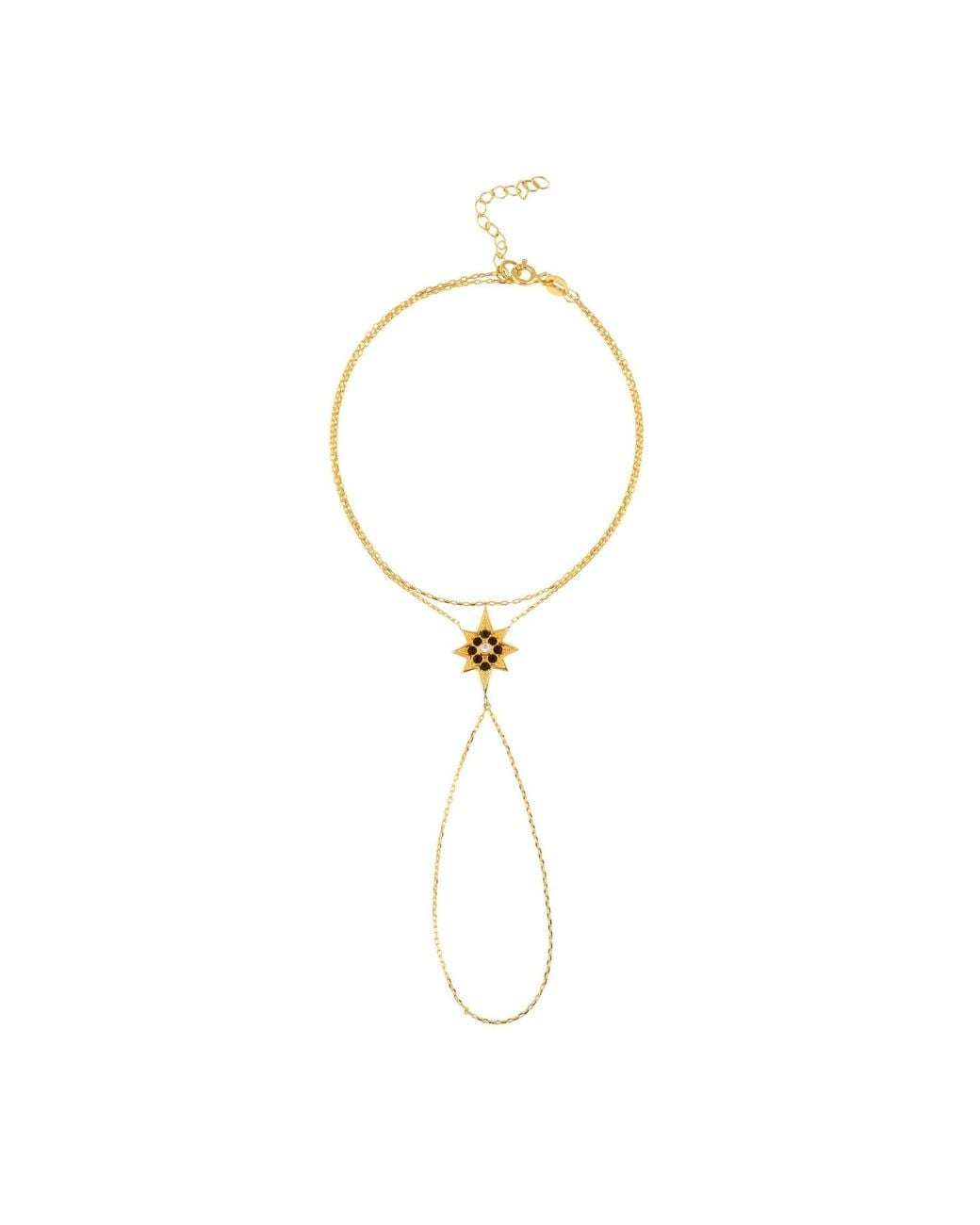 LINYA JEWELLERY Metallic Pole Star Bashmer Hand Chain Celestial Sahmaran