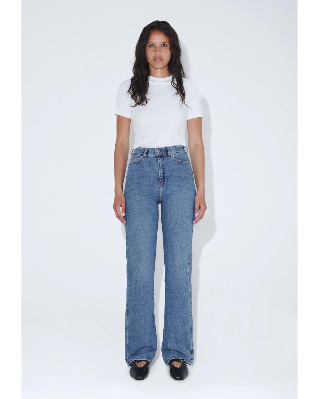 Dr. Denim Blue Moxy High Straight- Cape Sky Worn Hem