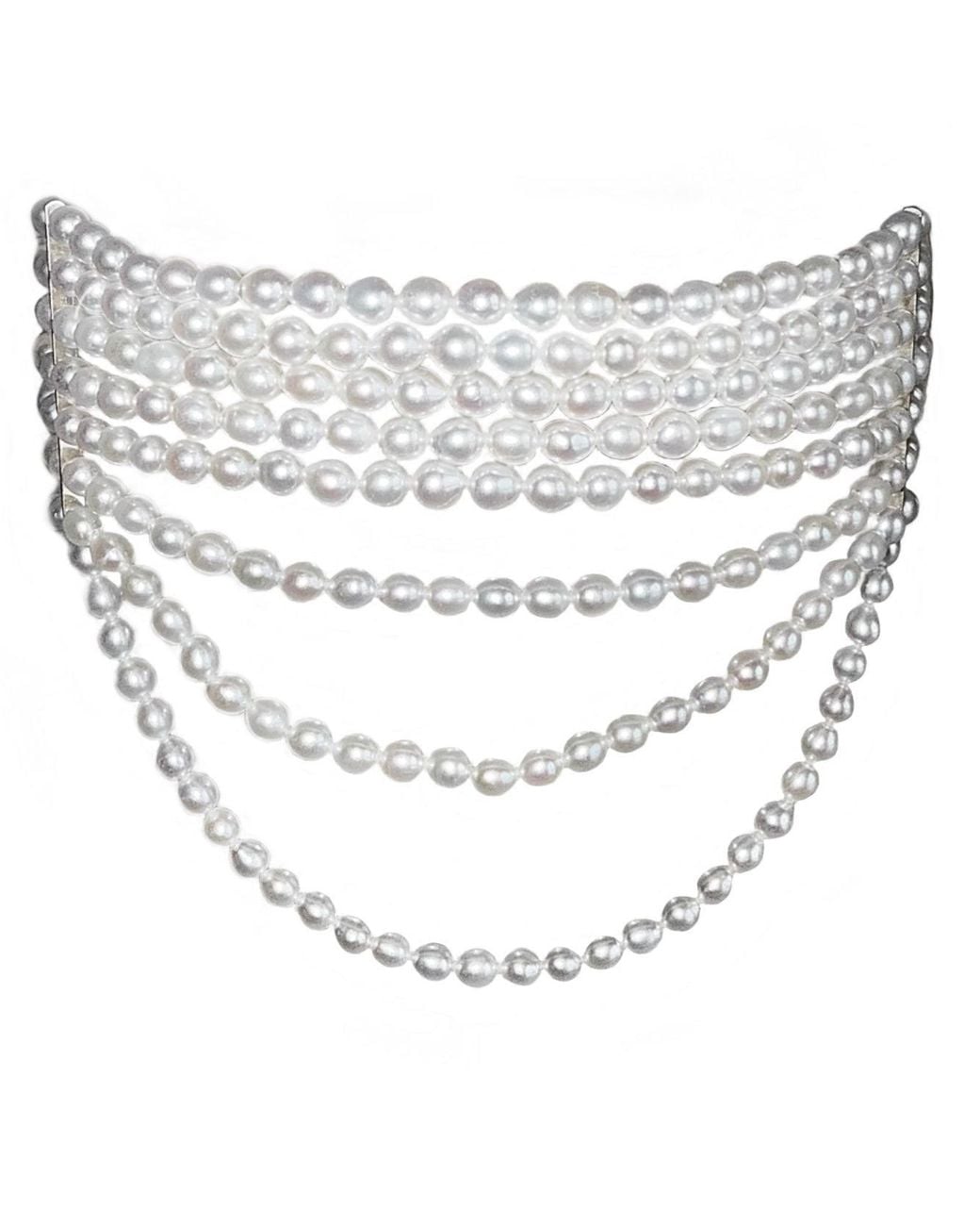 Leni James White The Victoria Pearl Choker Necklace