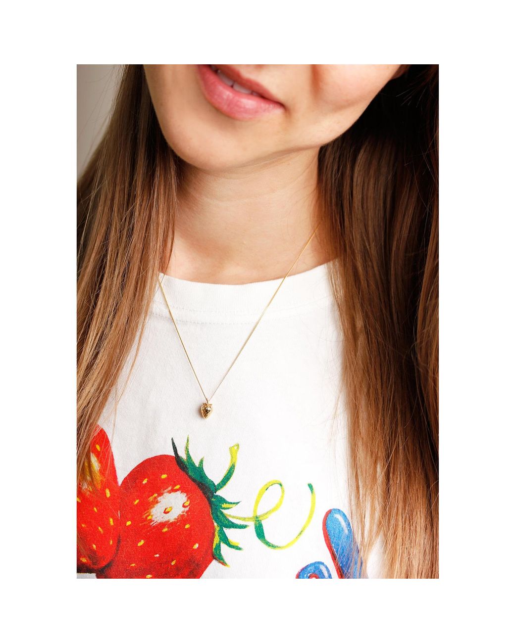 Lee Renee Metallic Strawberry Necklace