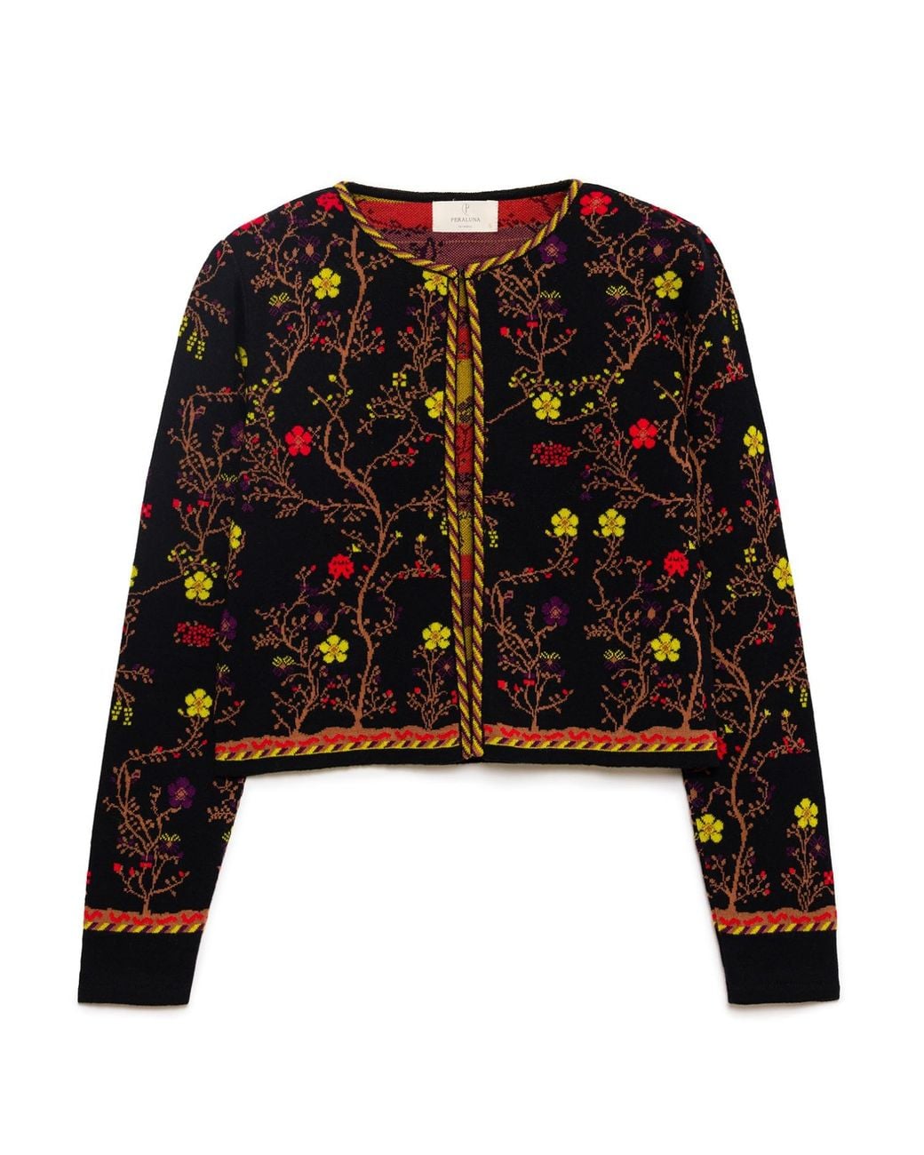 Peraluna Black Nostalgia Knit Crop Cardigan