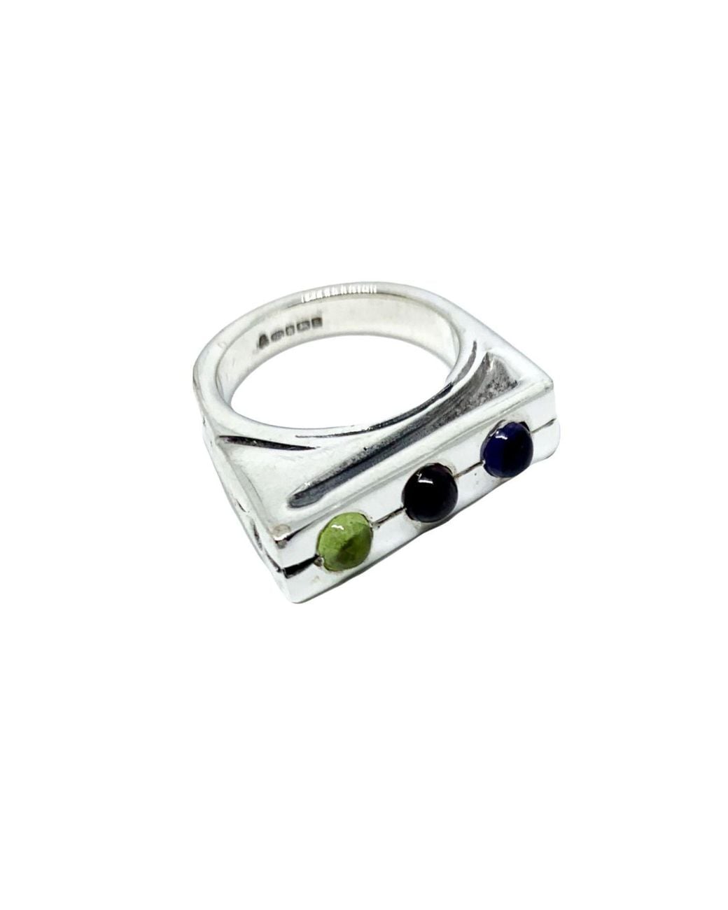 Tg-Jewellery by Tamara Gervasio Metallic Traffic Light Ring With Garnet, Iolite And Peridot