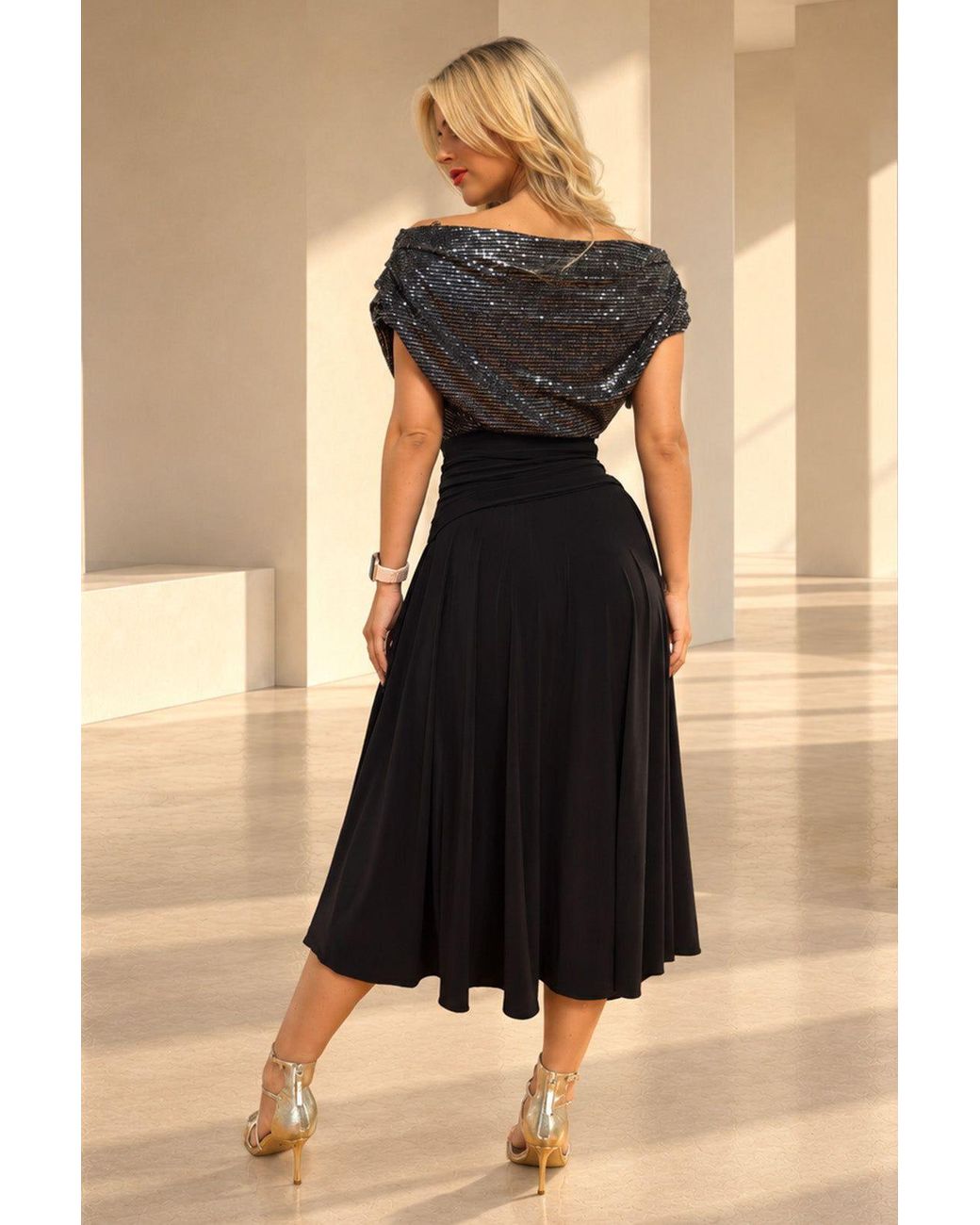 Atom Label Black Carbon Bardot Tea Regular Length Dress