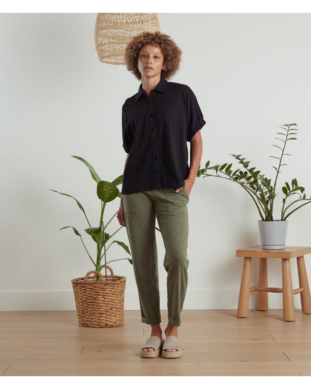 Known Supply Black Short Sleeve Button Up Tee