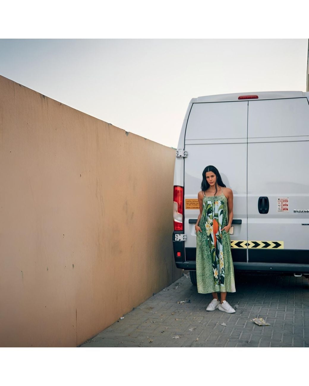 DHARA SHETH DUBAI Green Fleur & Fruit Vintage Spaghetti Strap Maxi Dress