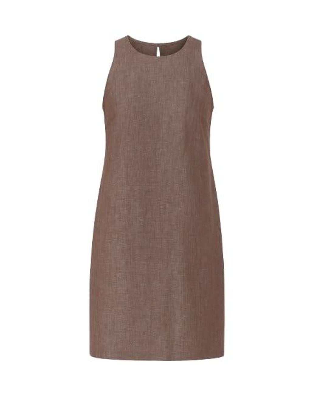 Conquista Brown Sleeveless Linen Sack Dress