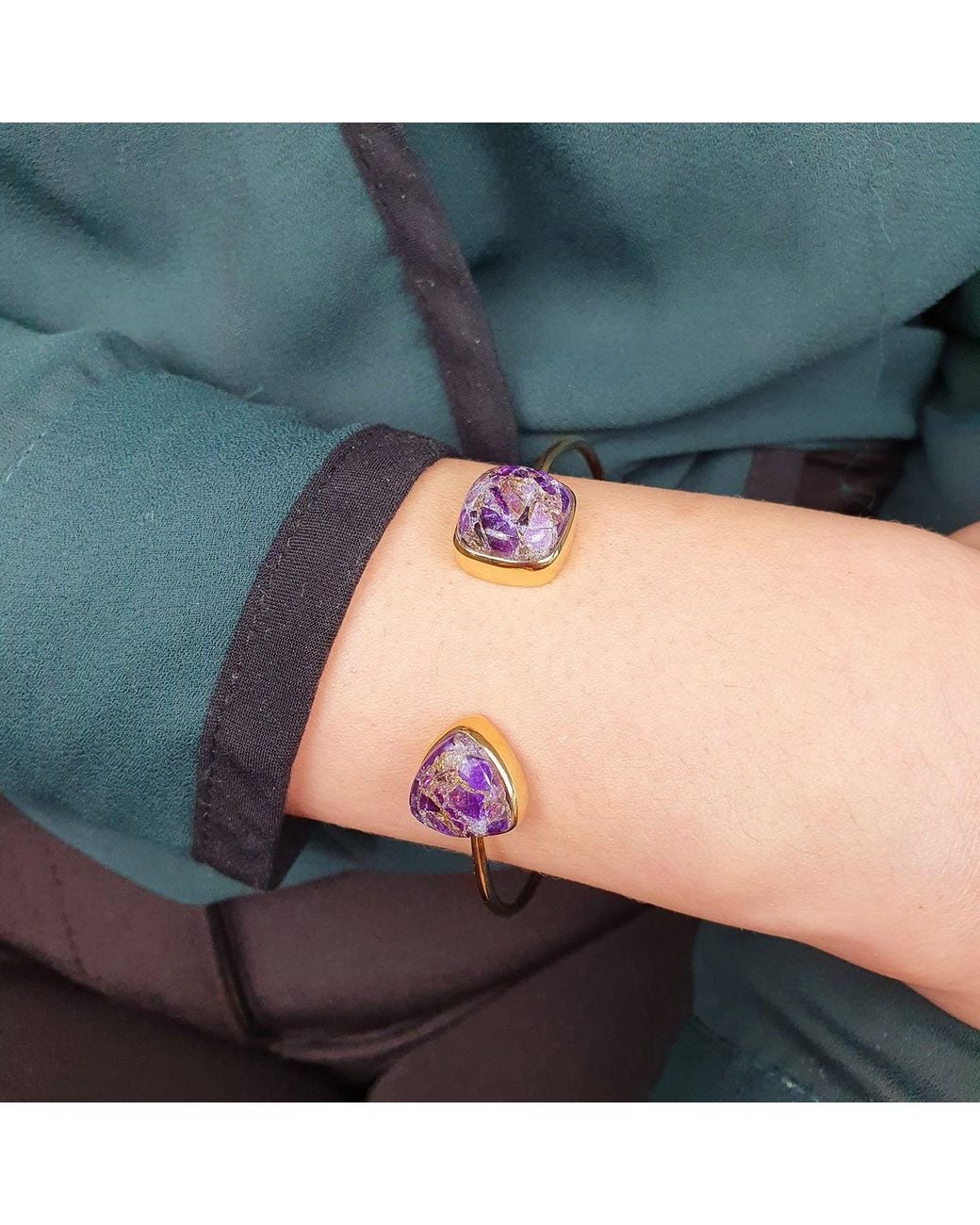 Sophelia Multicolor Vermeil Amethyst February Birthstone Bangle Bracelet