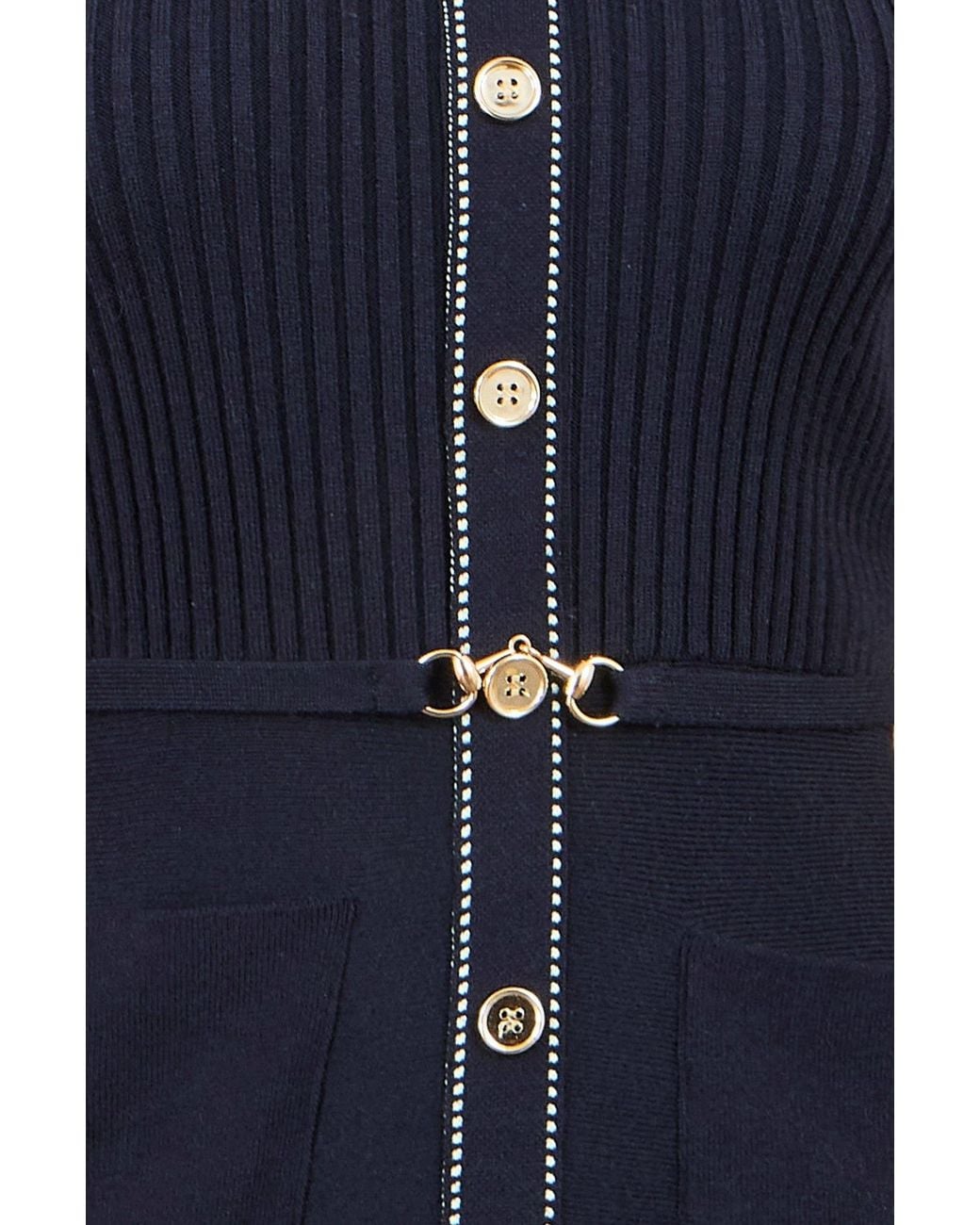 Yumi' Blue Rib Knit Skater Shirt Dress