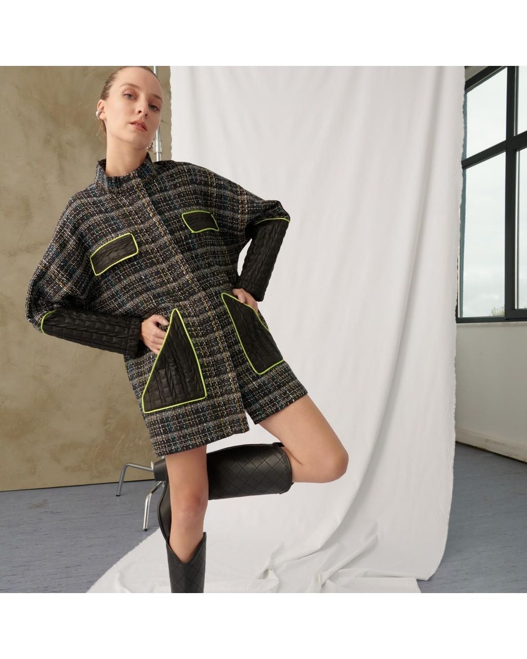 Mirimalist Black Brick Jacket Dress