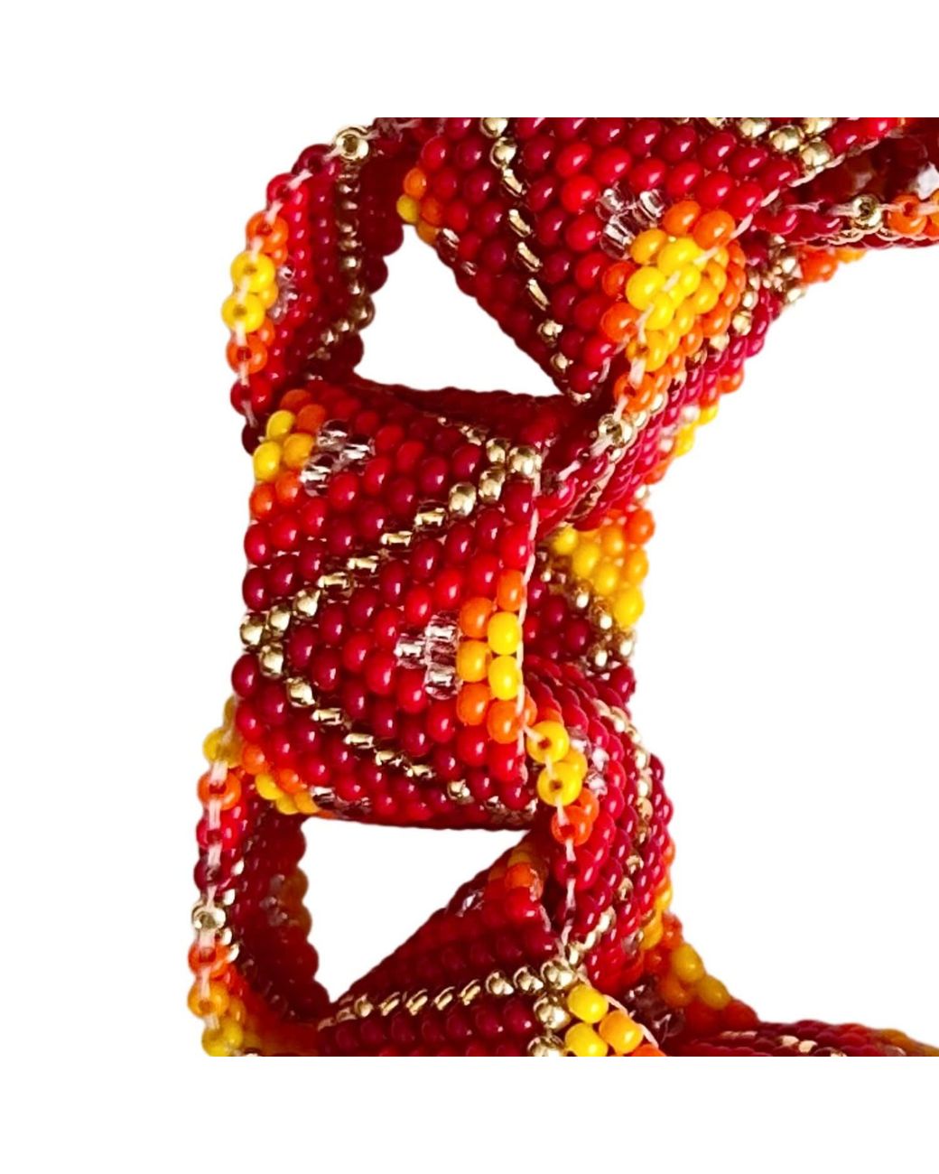 Iliana Arrazola Red Bold Chunky Link Bracelet, And, Glass Beads, Beaded Jewelry