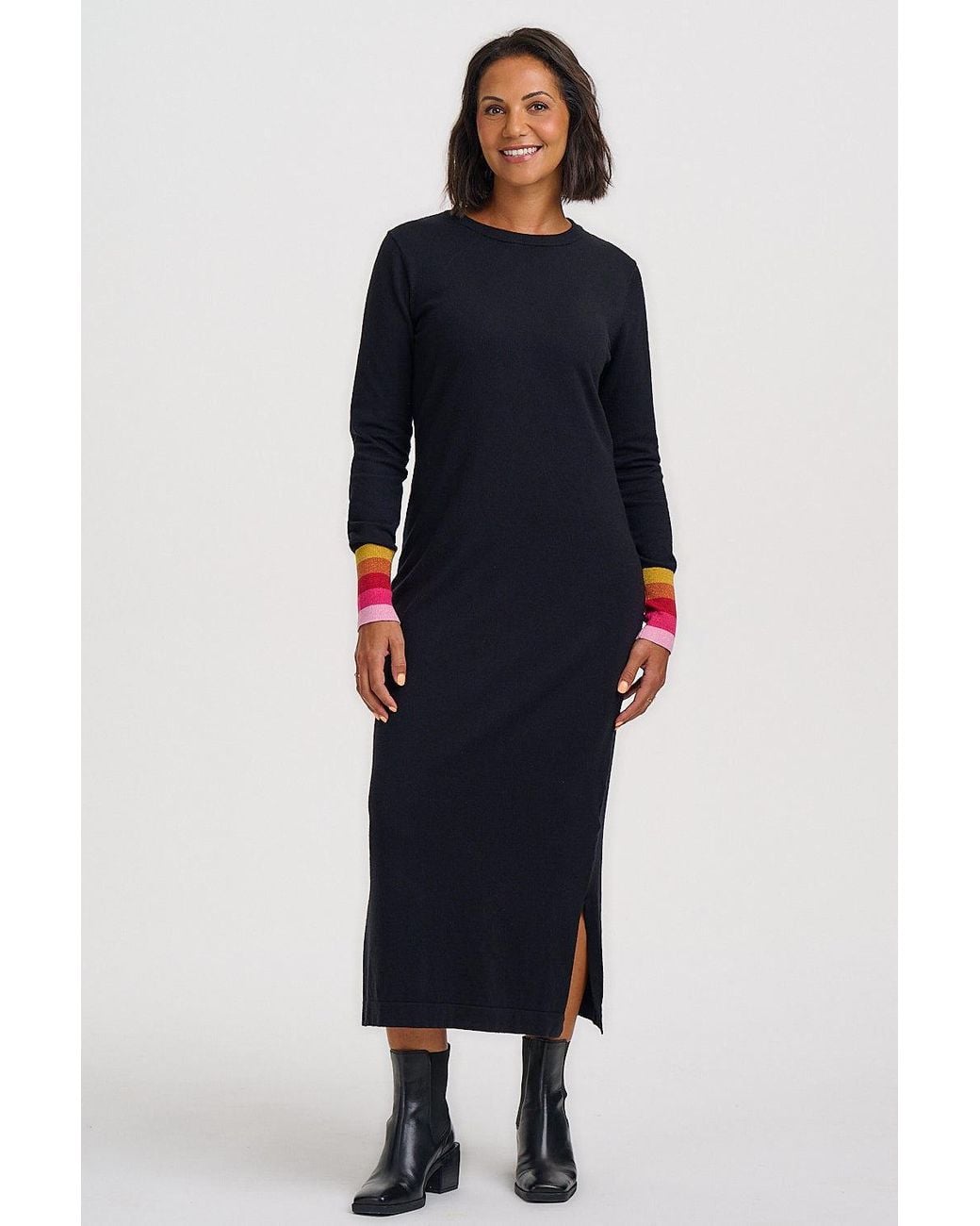Sugarhill Black Liselle Knitted Midi Dress Sunset Sparkle