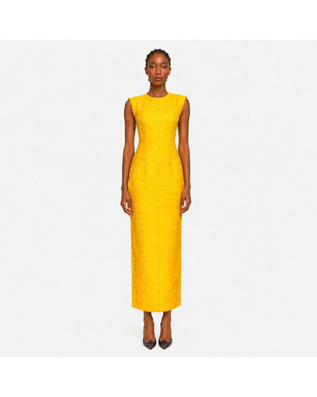 Chuks Collins Yellow Ireti Sleeveless Fitted Column Dress