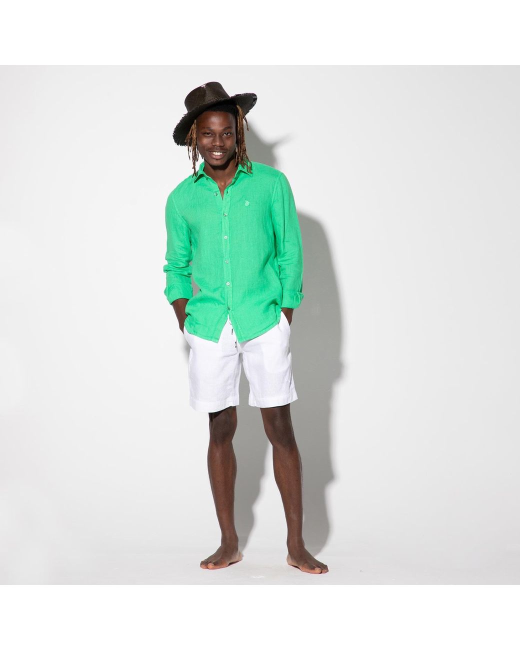 Maison Tangerine White Linen Shorts For for men