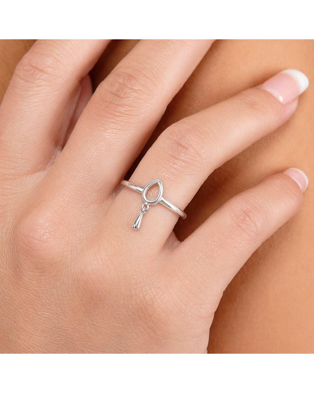 Lucy Quartermaine White Petal Drop Ring