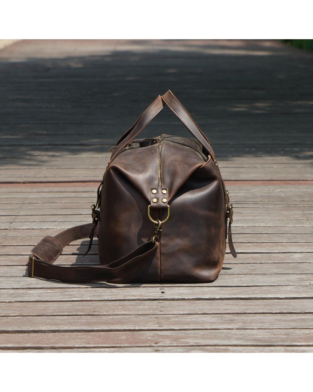 Touri Black Genuine Leather Duffel Holdall -Worn for men