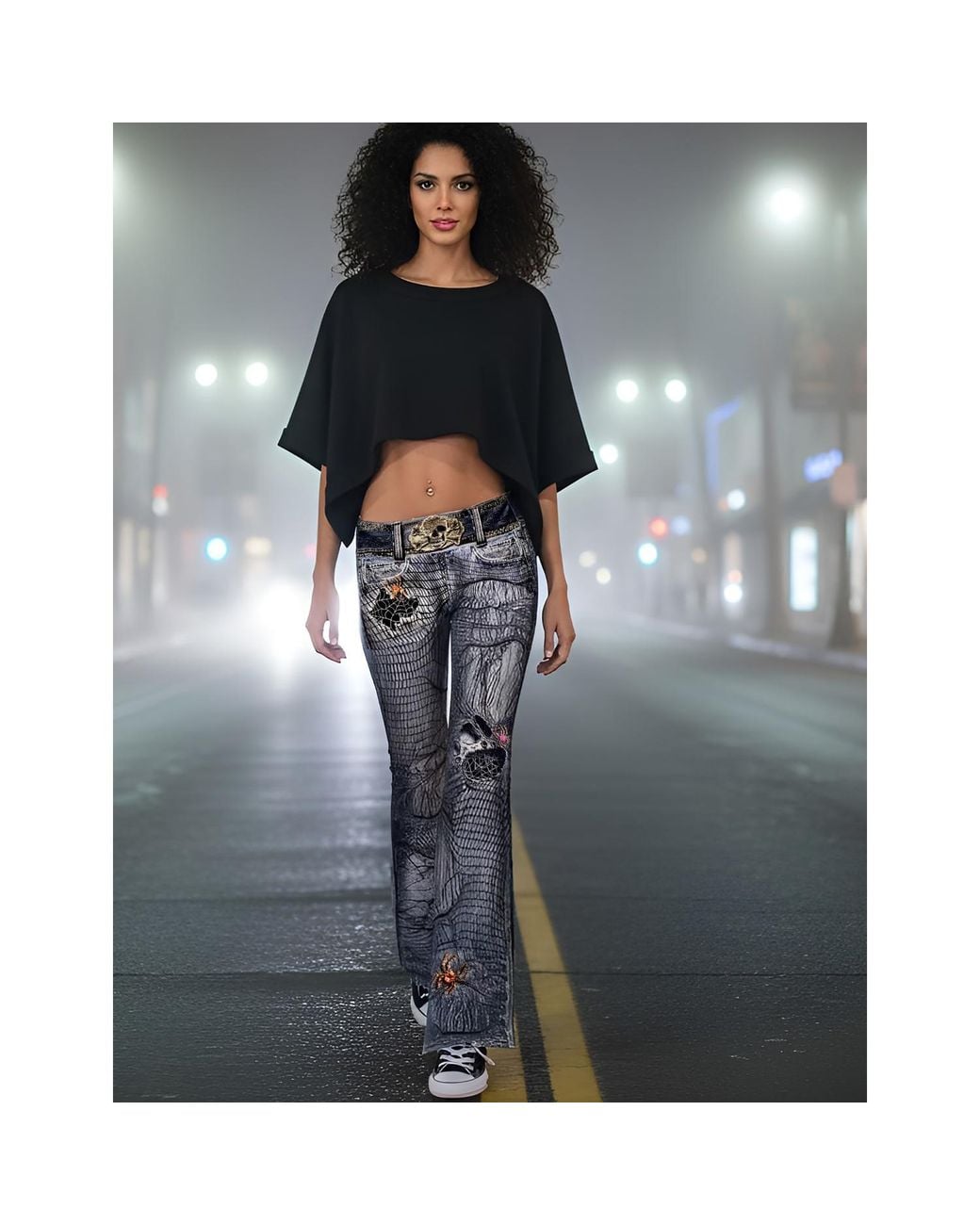Ipng Design Blue Halloween Bell Bottom Pants